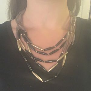Black and Gold Beaded Statement Necklace